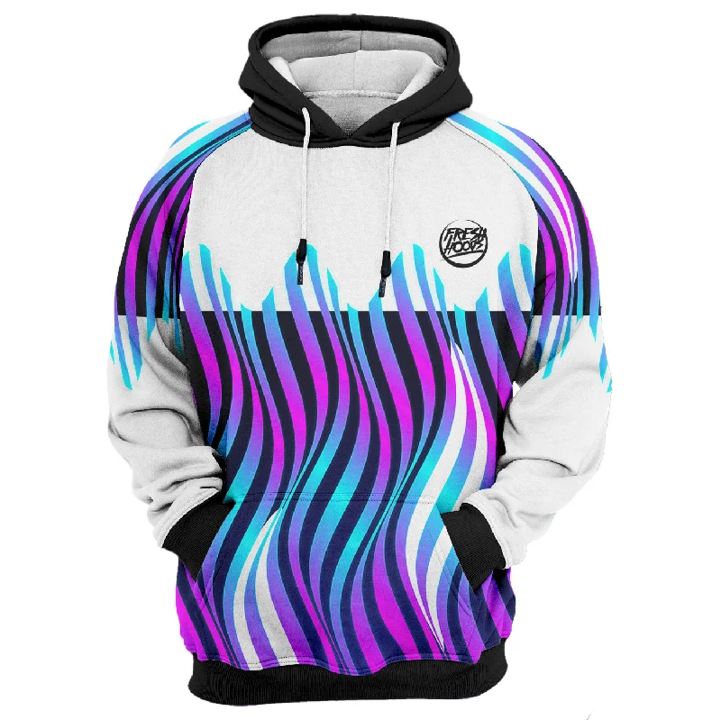 hoodie with stripe edging -Fresh Wave Hoodie