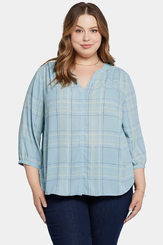 lilac flannel shirts cozy -Pintuck Blouse In Plus Size - Wembley Plaid