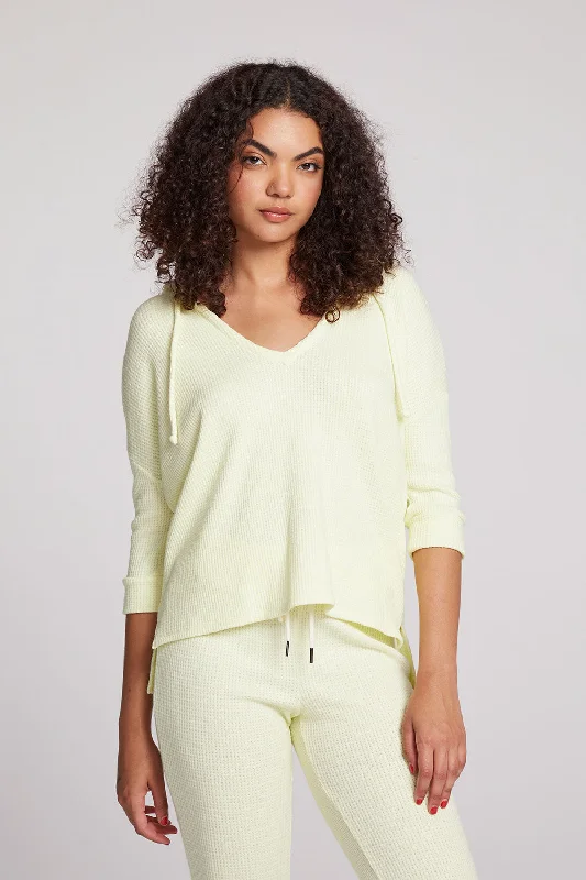 hoodie with lace hemline -3/4 Sleeve Split Side Panna Cotta Dolman Hoodie