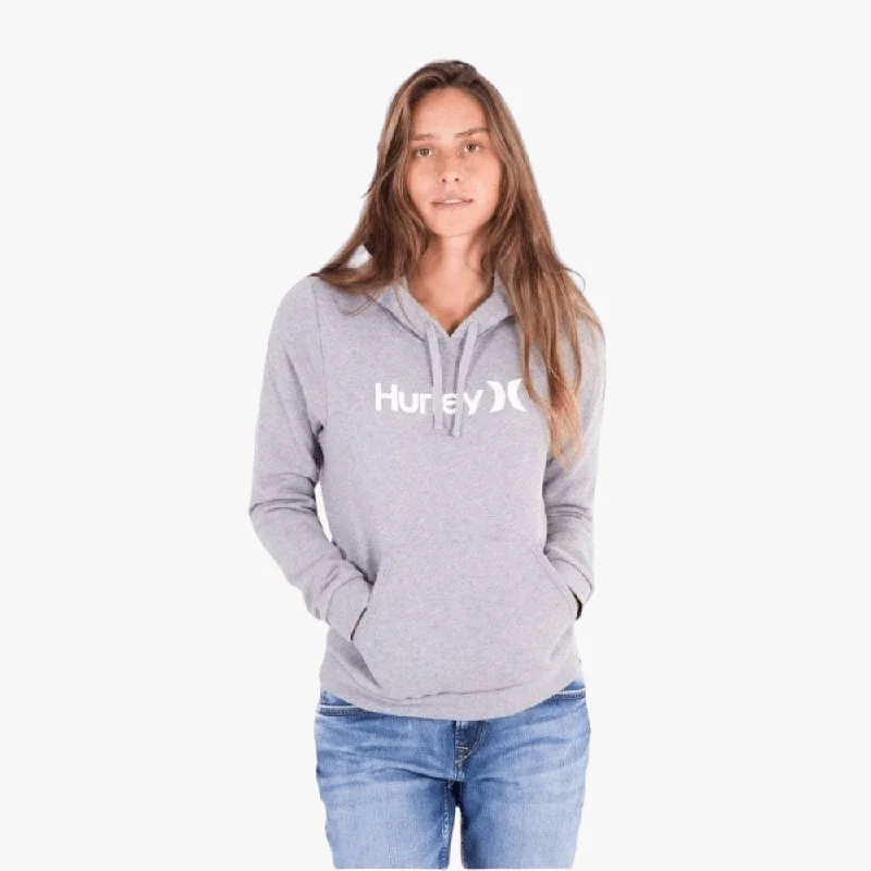 hoodie with floral line -Hurley Ladies Oao Core Hoodie H063 Dk Grey Heather