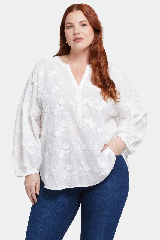 maroon wrap shirts bold -Paulina Peasant Blouse In Plus Size - Optic White