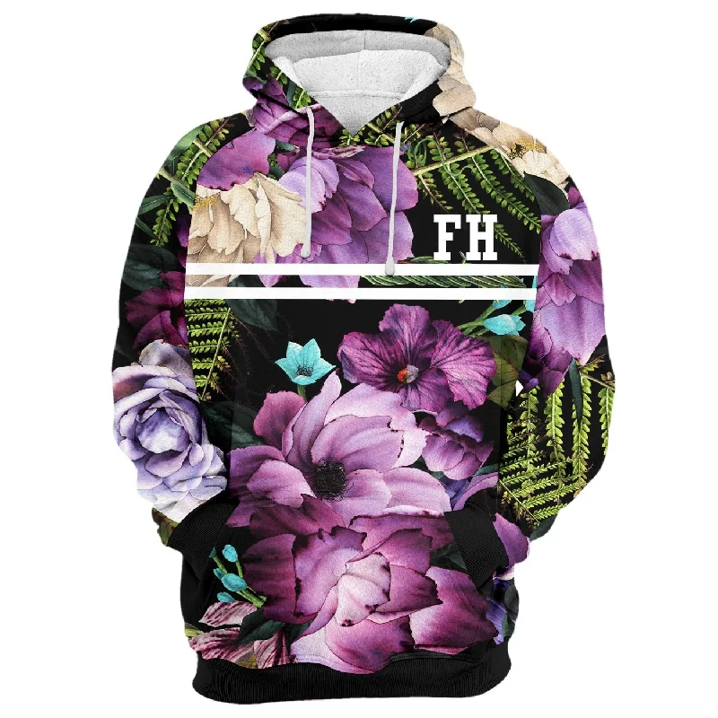 hoodie in warm corals -Magenta Purple Blossom Hoodie