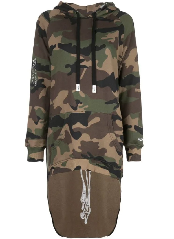 hoodie with knot insert -PARDON EXTENDED HOODIE JUNGLE CAMO