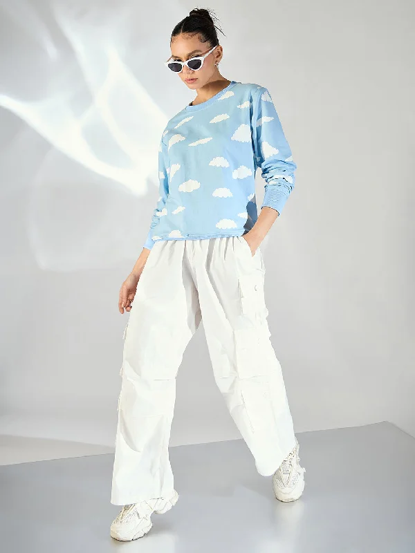 jacket vintage vibe -Cloud Printed Cotton Sweatshirt