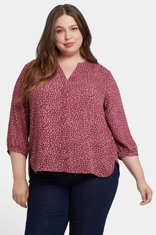 lilac tailored shirts sleek -Pintuck Blouse In Plus Size - Wild Dots