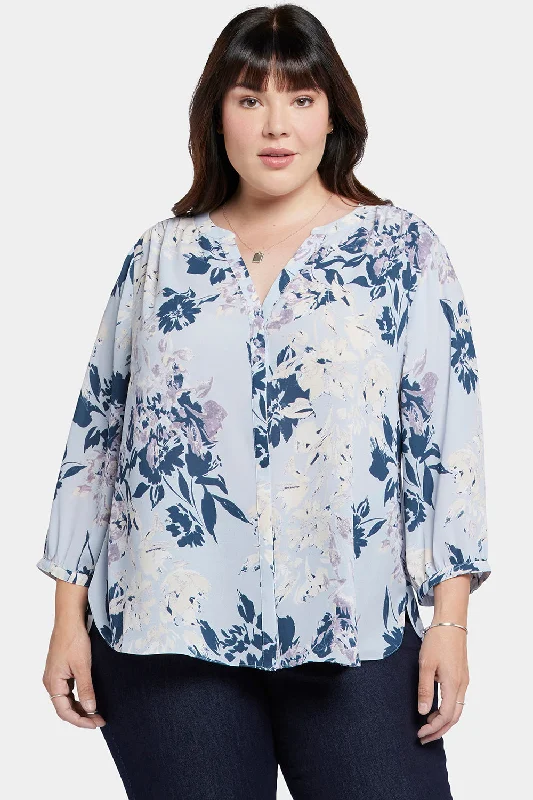 navy silk blouses luxurious -Pintuck Blouse In Plus Size - Valley Faire