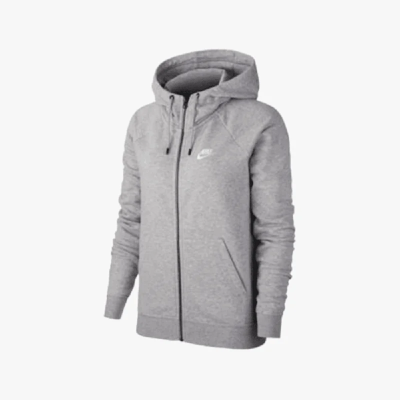 hoodie with pleated outline -Nike Womens Essential Full Zip Hoodie Grey Mel