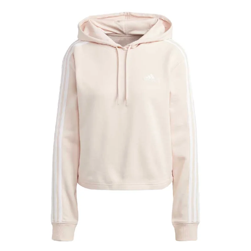 hoodie for fall trips -adidas - Women's Essentials 3-Stripes French Terry Crop Hoodie (IC9914)