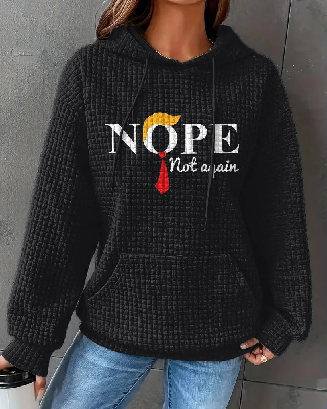 hoodie in warm blues -NOPE Not Again Waffle Long-sleeved Hoodie