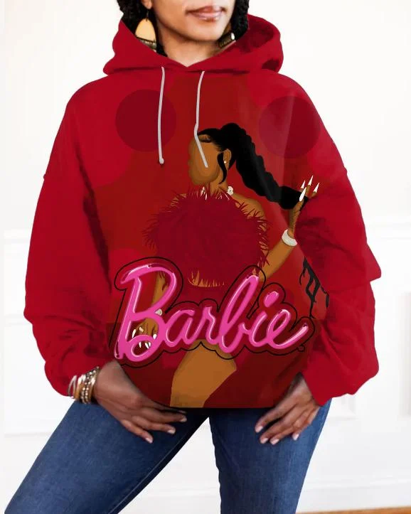 hoodie in muted navies -Beautiful Braids Brown Barbie Long-sleeved Pocket Hoodie