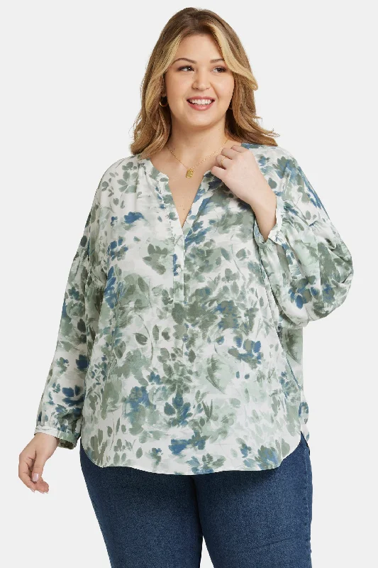 taupe dress shirts for office -Paulina Peasant Blouse In Plus Size - Cape Malea