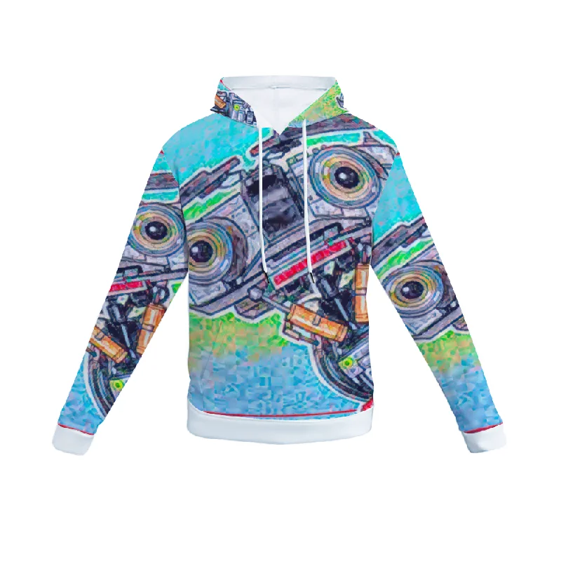 hoodie with wave pattern -Customizable Unisex All Over Print Plush Hoodies with Pockets