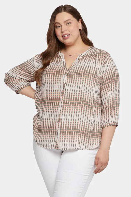 sage tailored shirts polished -Pintuck Blouse In Plus Size - Desert Oracle