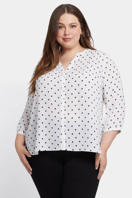 olive ruffle blouses elegant -Pintuck Blouse In Plus Size - Stellar Dot