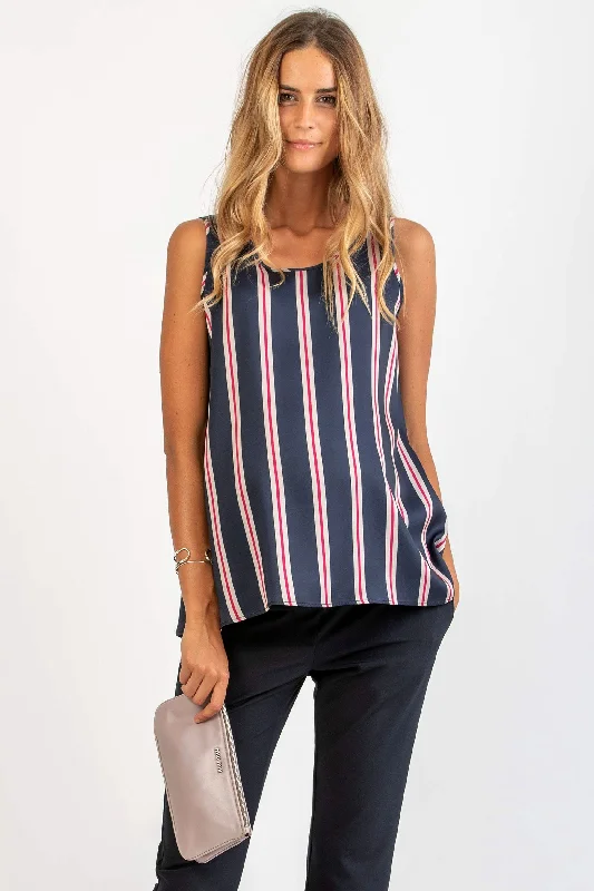 khaki ruffle blouses elegant -The Serena Navy Striped Maternity blouse by Attesa