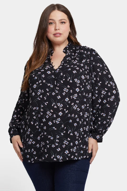 maroon button-up shirts smart -Hannah Blouse In Plus Size - Cascade Petals