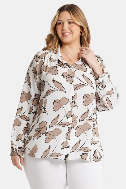 taupe ruffle shirts elegant -Modern Blouse In Plus Size - Lotus Island