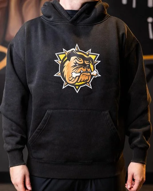 hoodie with grid panel -Premium Acid Wash Brantford Bulldogs Hoodie