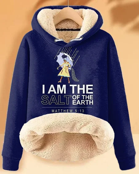 hoodie in soft teals -Plush and Warm I Am The Salt of The Earth Long-sleeved Hoodie