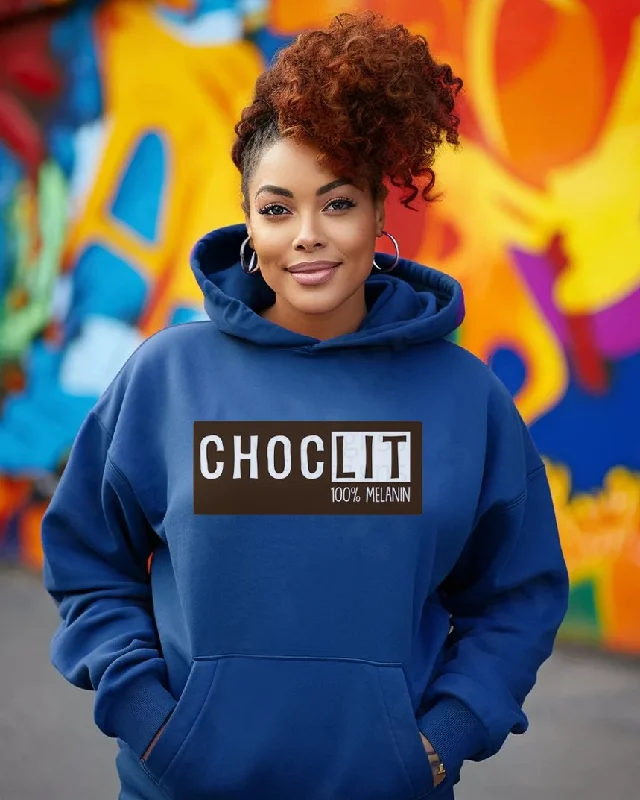 hoodie in deep corals -Choclit 100% Melanin Blue Long Sleeves Hoodie