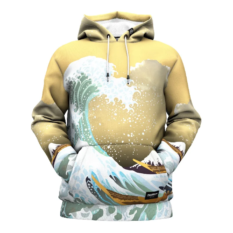 hoodie with floral weave -The Great Wave Hoodie