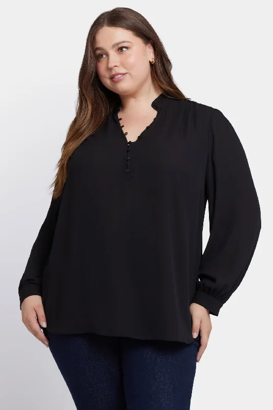 sage wrap shirts trendy -Hannah Blouse In Plus Size - Black