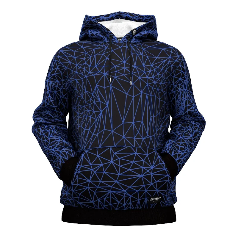 hoodie for casual walks -Abstract Blue Polygons Hoodie