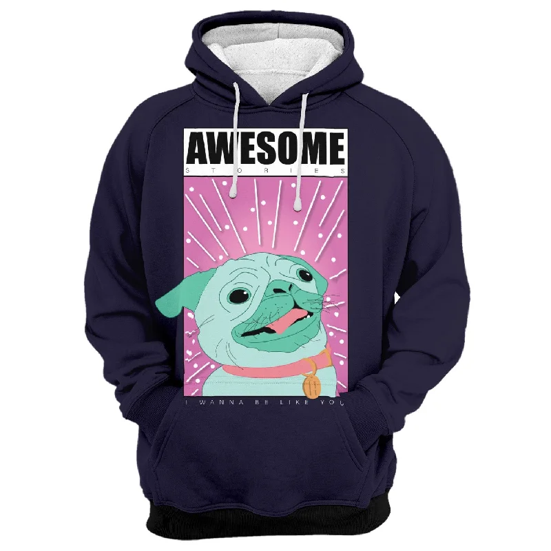 hoodie in soft pinks -Awesome Pug Hoodie