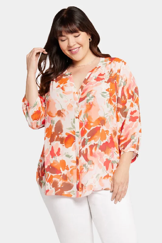 olive off-shoulder blouses bold -Pintuck Blouse In Plus Size - Utopia