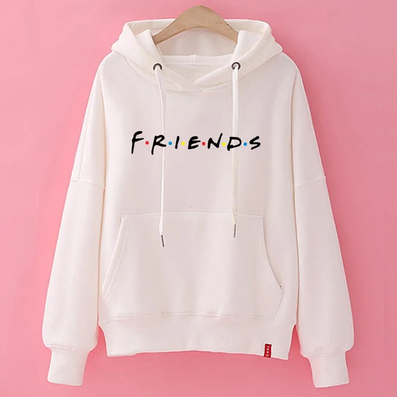 hoodie with wave overlay -women white hoody ladies friends hoodies woman printed cotton sweatshirts pullover kpop korean style vintage hoody