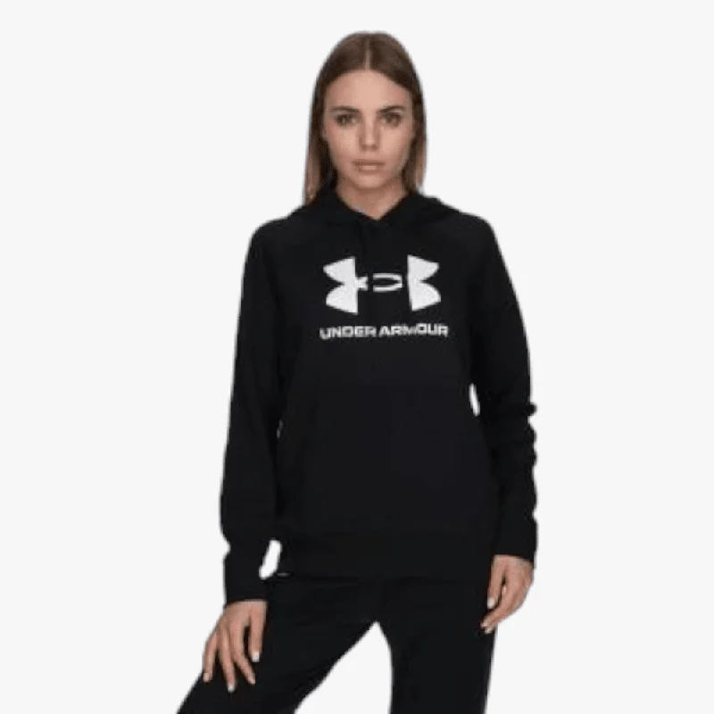 hoodie with pleated texture -Under Armour Womens Rival Fleece Big Logo Hoodie 001 Black