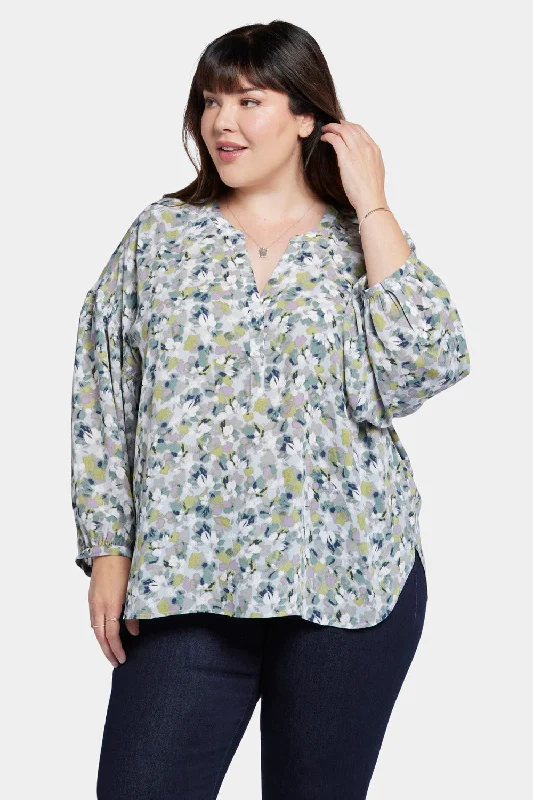 teal plaid shirts cozy -Paulina Peasant Blouse In Plus Size - Bloomington