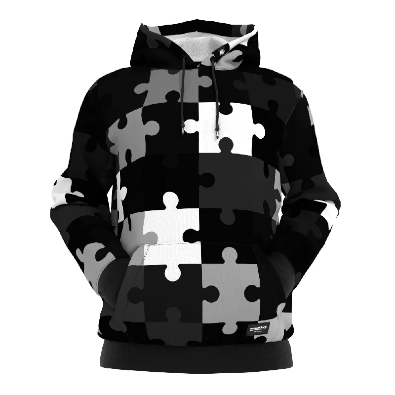 hoodie with star embroidery -Monochrome Perspective Hoodie