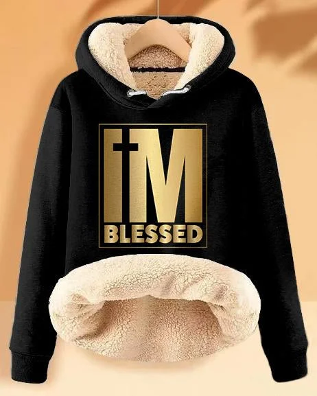 hoodie in light plums -Plush and Warm I'm Blessed,Faith Long-sleeved Hoodie