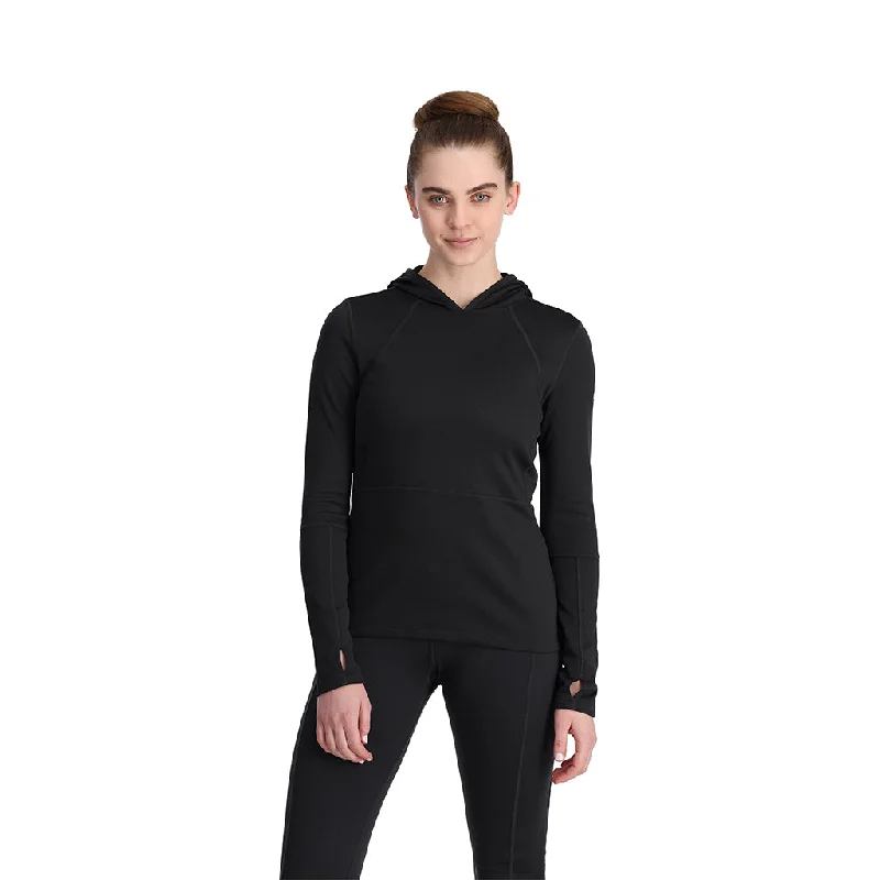 hoodie for cozy trips -Womens Stretch Charger Hoodie - Black