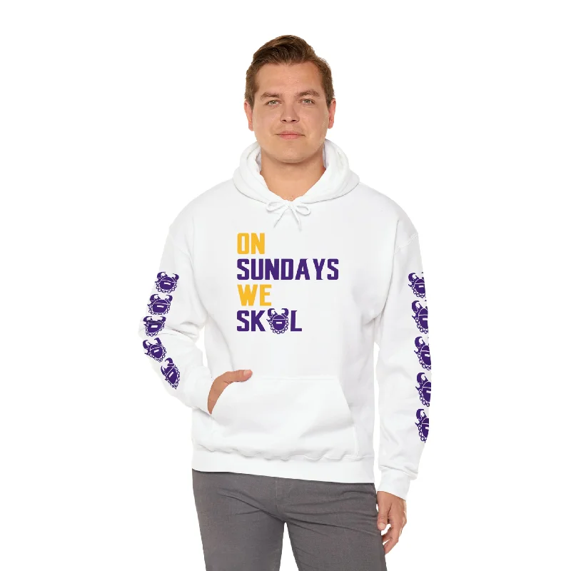 hoodie for fall strolls -Unisex Heavy Blend™ Hooded Sweatshirt - On Sundays + Game Day Helmet (Sleeves)