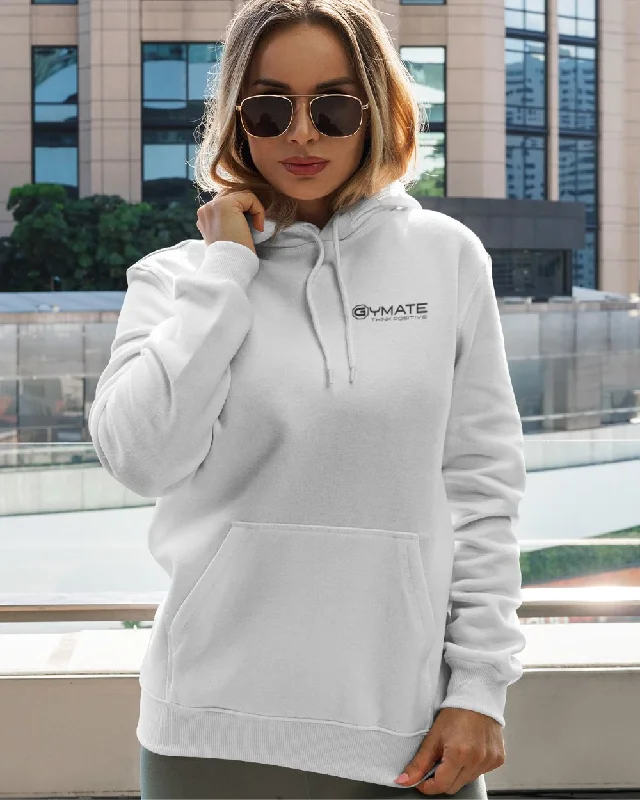 Designer Womens Hoodies chest 'Think Positive' [white]