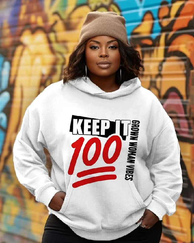 hoodie in bold navies -Keep It 100 Tee Grown Long-sleeved Hoodie