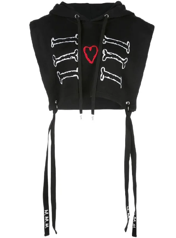 hoodie for evening strolls -MY HEART CROP HOODIE BLACK