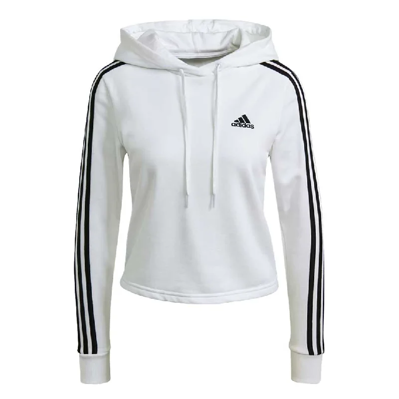 hoodie in light corals -adidas - Women's Essentials 3-Stripes Cropped Hoodie (GM5574)