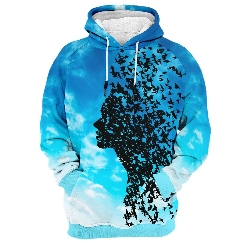 hoodie with pleated trimline -Artistic Soaring Hoodie