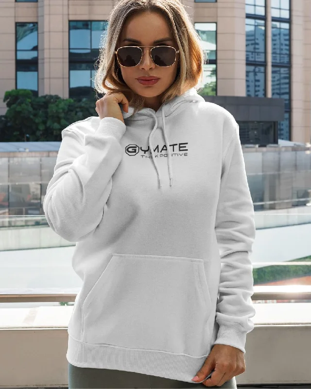 Designer Womens Hoodies Centre 'Think Positive' [White]