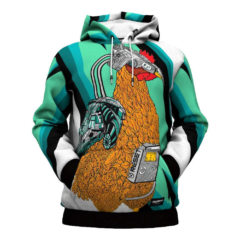 hoodie in bold yellows -Cyborg Rooster Hoodie