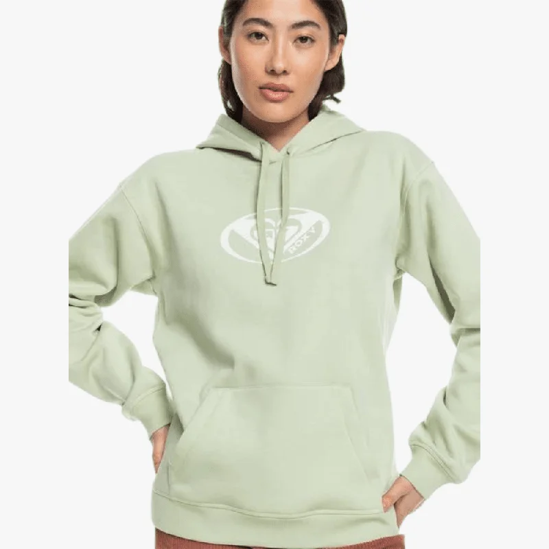 hoodie with ruffle line -Roxy Womens Surf Stoked Hoodie Brushed A Laurel Green