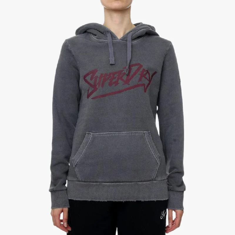 hoodie in warm pinks -Superdry Womens Vintage Indie Mark Hoodie Jet Black