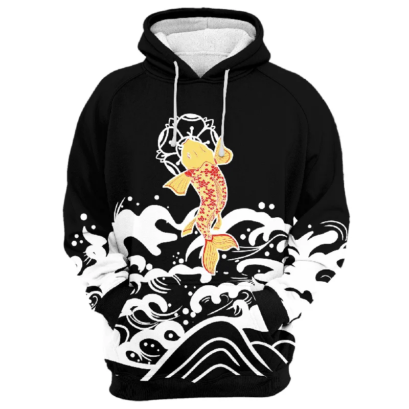 hoodie in bold yellows -Koi Fish Black Hoodie