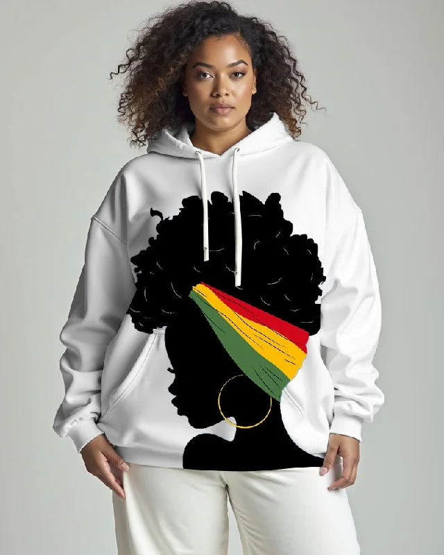 hoodie for weekend trips -Women's Black Girl Lives Matter Printed Long Sleeve Pocket Hoodie