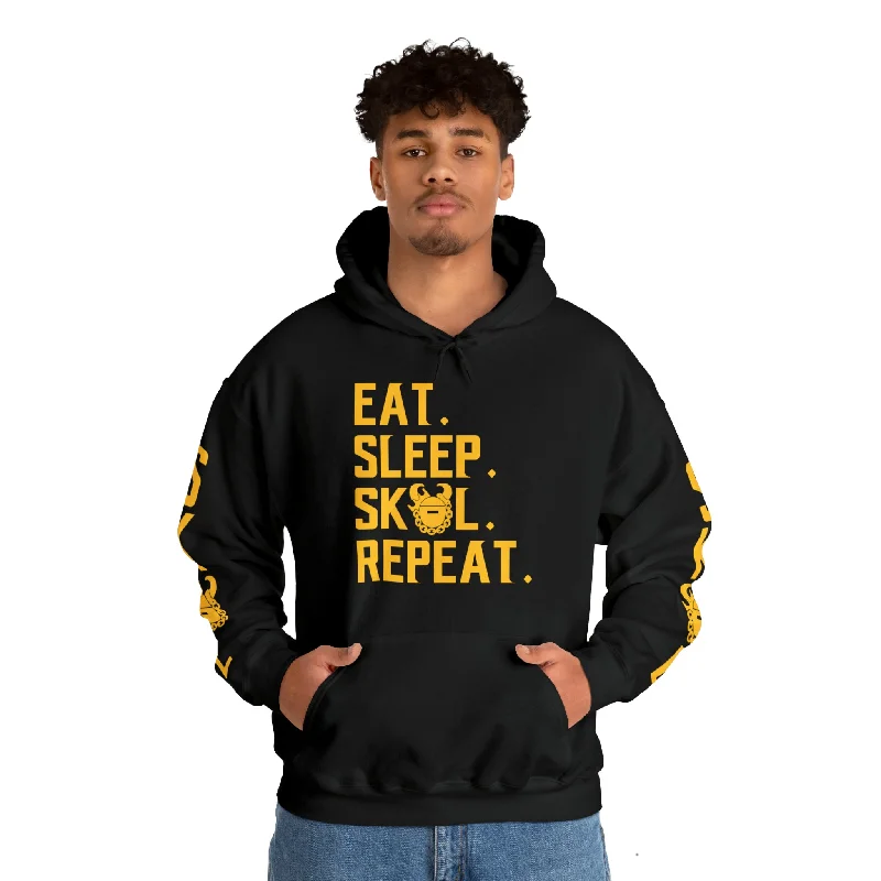 hoodie with grid edging -Unisex Heavy Blend™ Hooded Sweatshirt - Eat. Sleep. Repeat. + The Original (Sleeves)