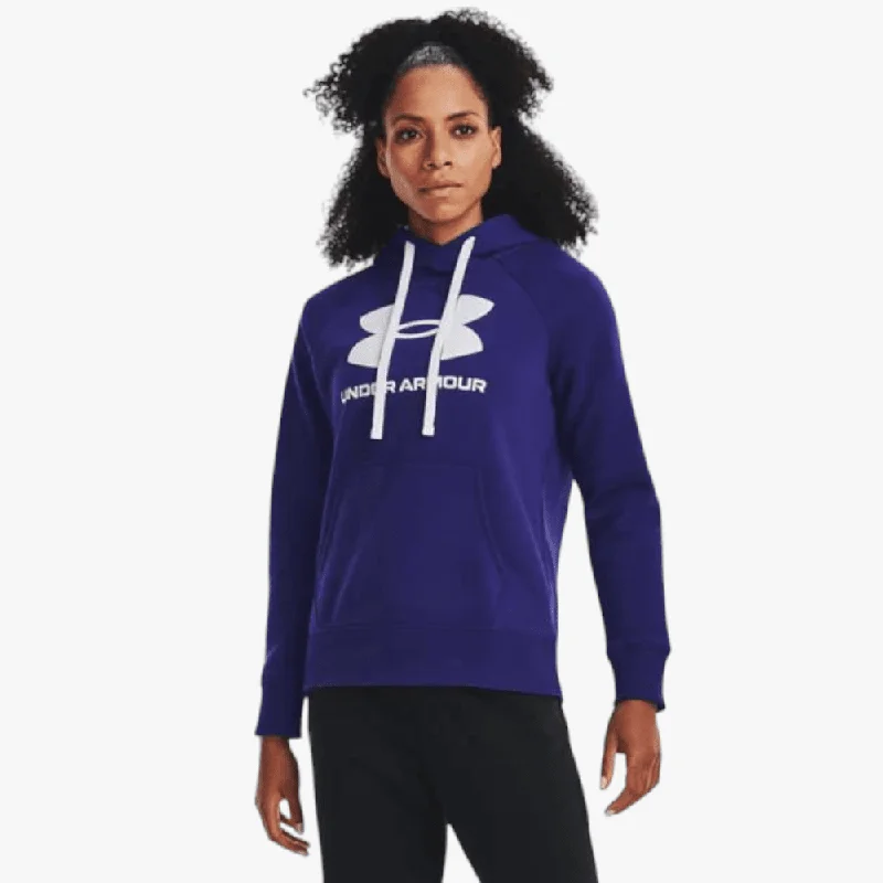 hoodie for casual strolls -Under Armour Ladies Rival Fleece Logo Hoodie 468 Blue