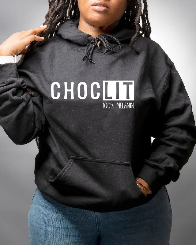 hoodie with stripe neck -Chocolate Lover Melanin Long Sleeves Hoodie